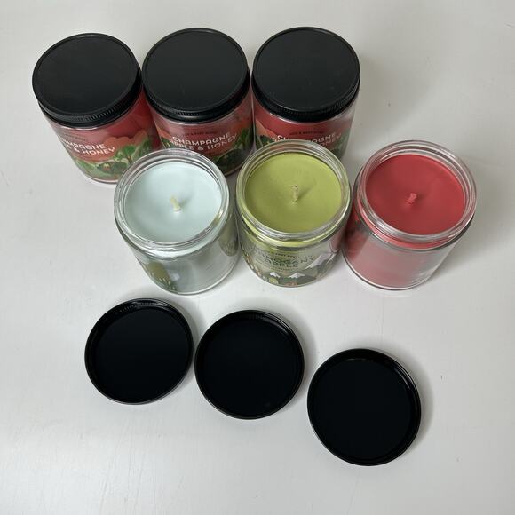 Bath & Body Works Aromatherapy Champagne Apple & Honey 7 oz Candles Lot Of 6 - Picture 3 of 8